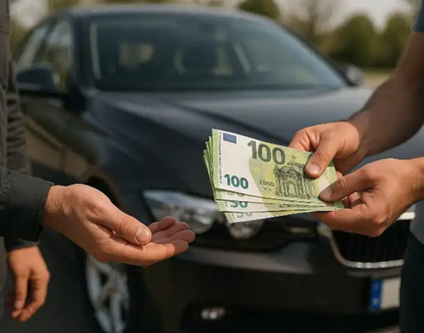 Direkter Barkauf beim Autoankauf in Hanau für ein verkauftes Fahrzeug.